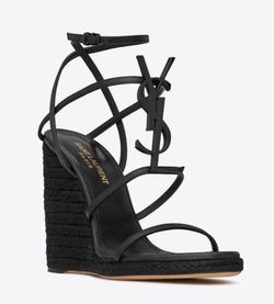 AUTHENTIC Cassandra Wedge Espadrilles with Tonal YSL Logo in original box and wrapping. Size 5.5/6 women (EUR 36) $900.