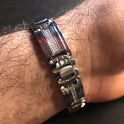 Diamond Mens Bracelet 8.5” Stainless Steel