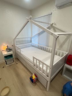 Twin bed frame and mattress