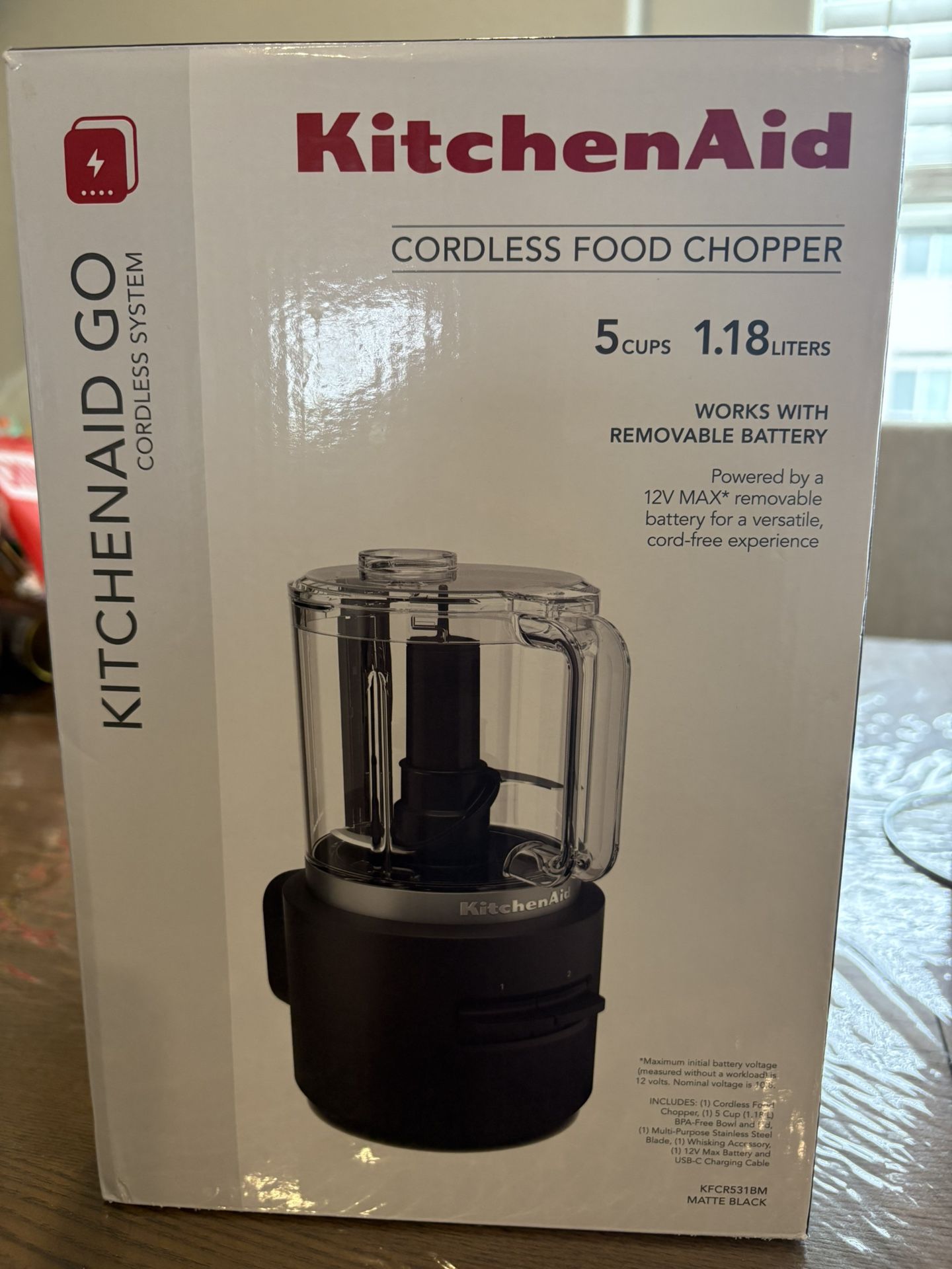 KitchenAid Go™ Cordless Food Chopper - battery sold separately, KFCR500, Black Matte