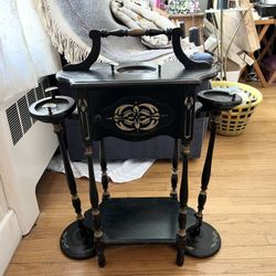 Vintage Cigar Smoking Table With Cabinet And Ashtray Wooden Humidor