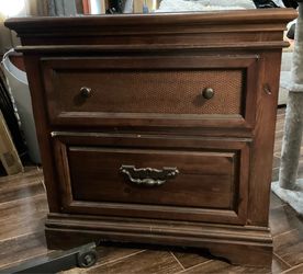 2 wooden nightstands