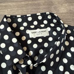 Saint Laurent Paris black and white polka dot shirt
