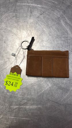 1003 Coach Brown Leather Keychain Card Wallet 600759