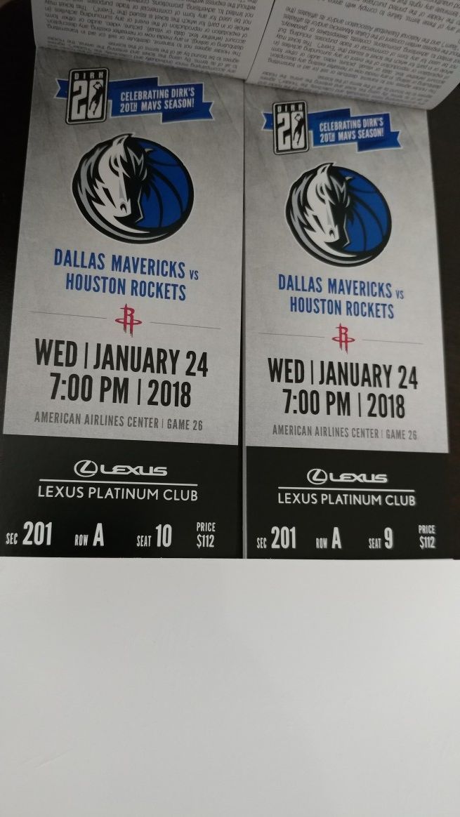 Dallas Mavericks Mavs vs Houston Rockets (Lexus Platinum Seats)