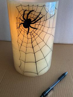 Halloween Holiday LIGHT Up Flickering Candle with Real WAX, Super cool, really BIG!!! 10" + TIMER