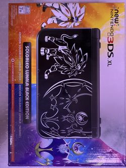 Nintendo 3DS XL Solgaleo Lunala Black Edition.  Never Used - RARE