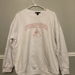 Womens Forever 21 Fighter Breast Cancer Awareness Sweatshirt 