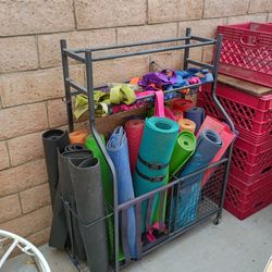 Yoga Mats On Rolling Cart 