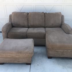 Brown Sectional With Ottoman