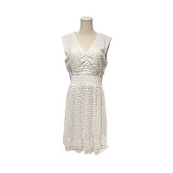 RABBIT RABBIT RABBIT DESIGNS Women's L White Lace Sleeveless Nylon Spandex Dress