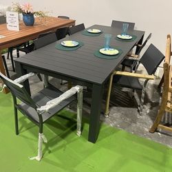 *BRAND NEW* OPEN BOX Rectangular Die-Cast Aluminium Table & Stackable Chairs Outdoor Dining Set
