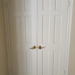 48” x 80” Solid 6-Panel Double Doors – Both Open 