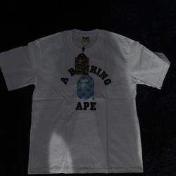 White and Blue bape tee