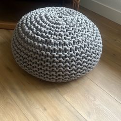 Grey Crochet Style Pouf