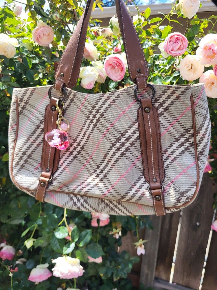vintage burberry blue label nova check plaid tote