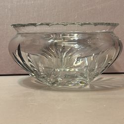 Heavy lead crystal bowl, spiked edges with two chips