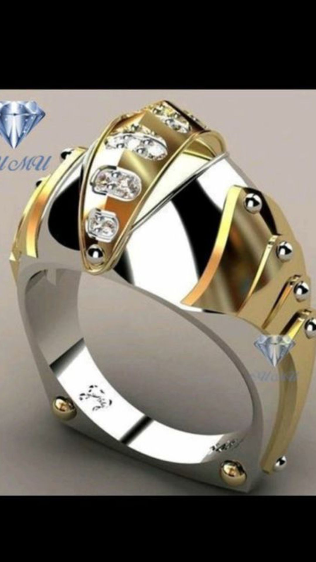 Men’s ring silver & gold plated only 5.00