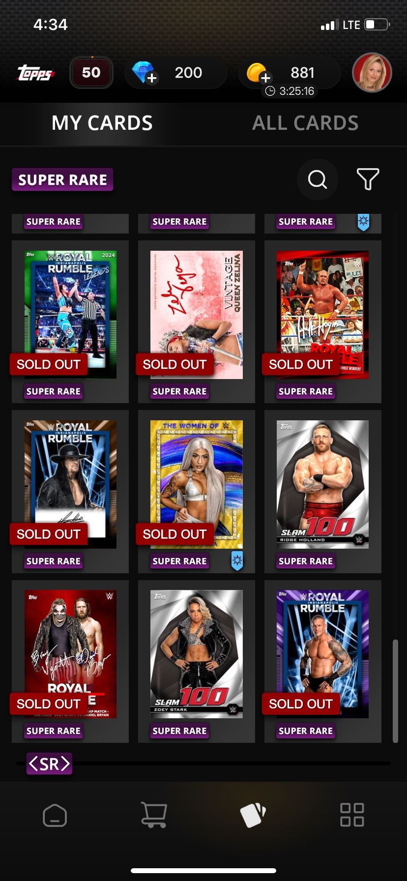 WWE Topps Super Rare Digital Cards Lot!