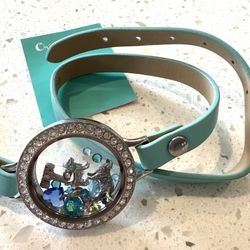 NEW Origami Owl Pet Dog Leather Wrap Bracelet Rhinestone Jewelry 20 Floating Charms
