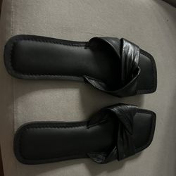 black leather sandals