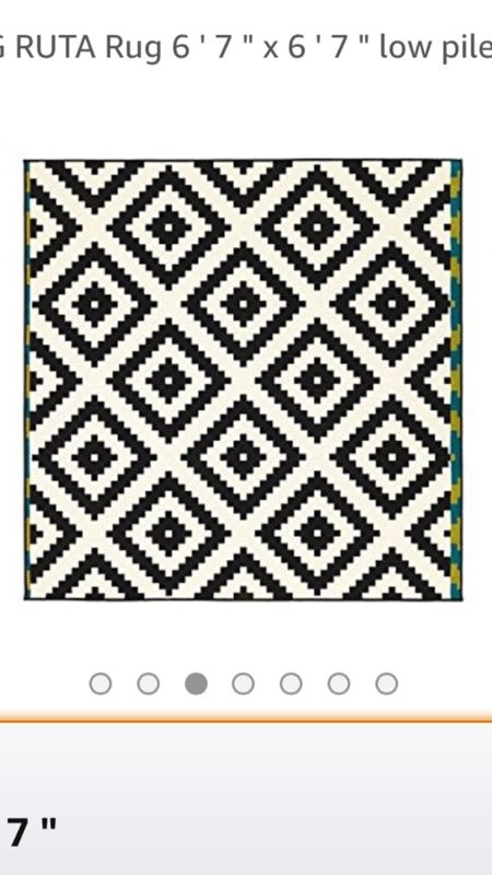Brand NEW Ikea LAPPLJUNG RUTA Rug 6 ' 7 " x 6 ' 7 " low pile, white, black NIP