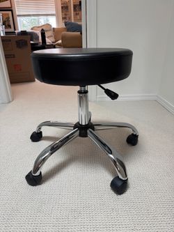 Black Adjustable Rolling Stool
