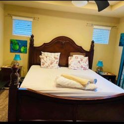 Ashley Furniture King Bed Frame + FREE Sealy Memory Foam Mattress