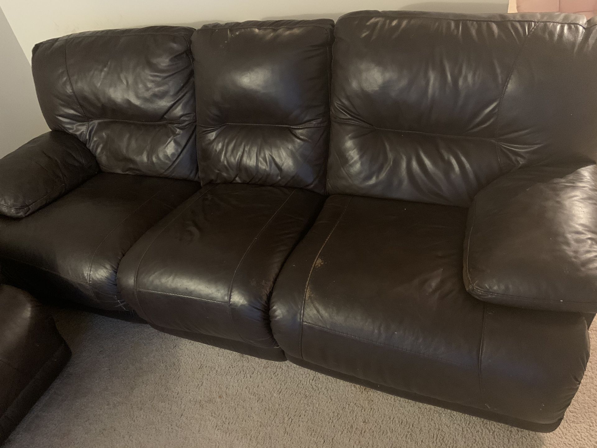 Sofa with recliner in fair condition