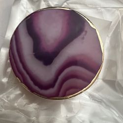 New Pop Socket Pink/Purple Agate Gemstone with Gold Electroplated Edges