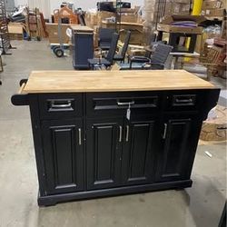 New Assembled Kitchen Island on Wheels with Storage and Wood top Rolling Island Storage Cart