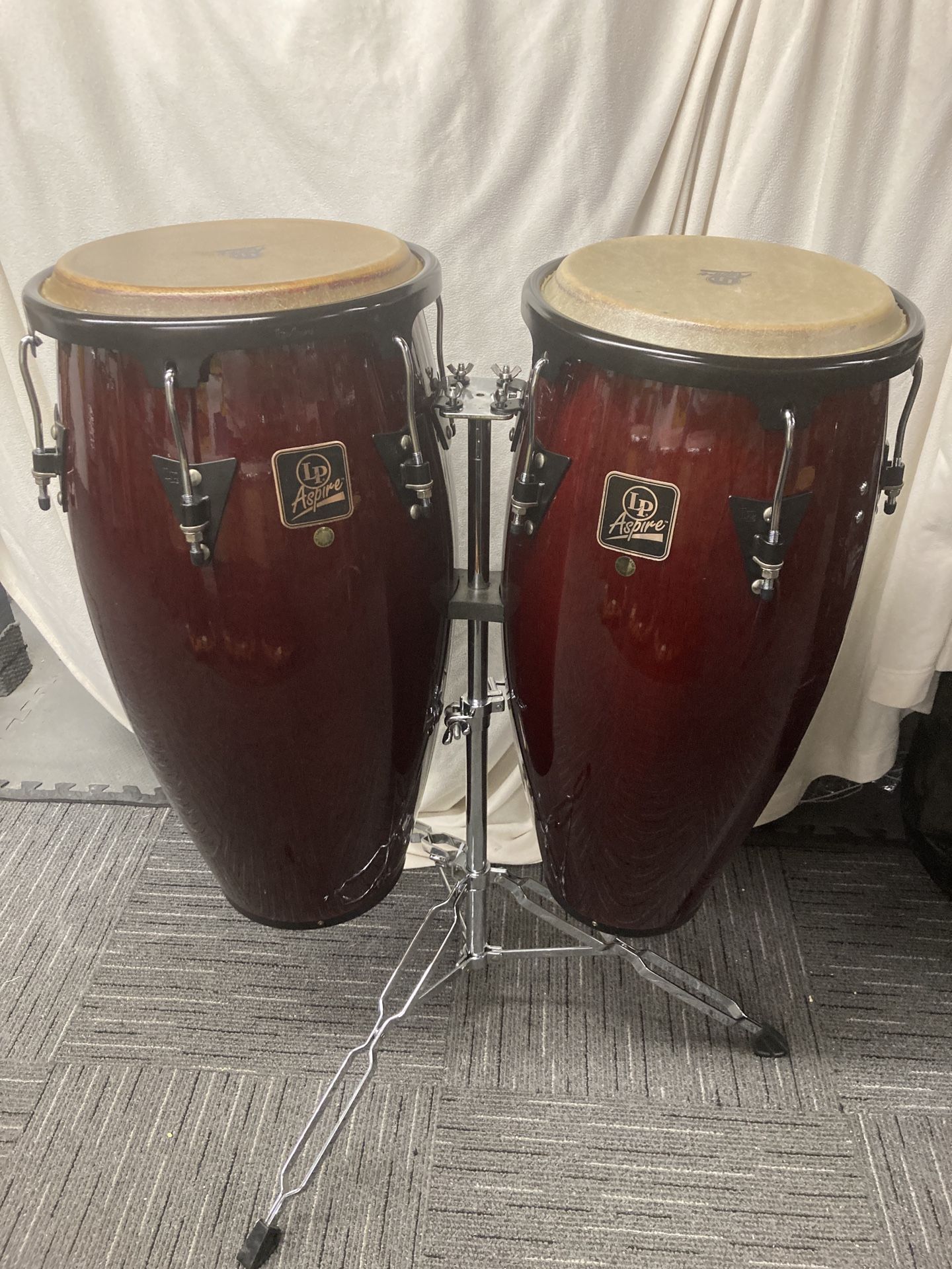 Dark Red LP Wood Conga Set And Bags