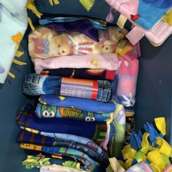 CRAFTERS!  Extra material, fleece Spider-man blanket, taggie blankets, almost complete, waiting to finish up if someone wanted to monogram.