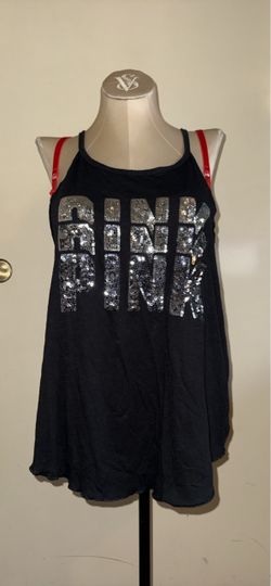 Women’s Victoria’s Secret sequin black open tank top(size large)