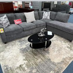 Chenille Sectional Grey  Sofa New Pay Later 