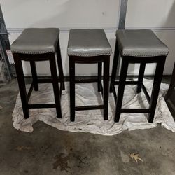 Leather Barstools Set of 3