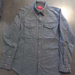 Suprem Long Sleeve Button Down Shirt Size Medium Charcoal Grey