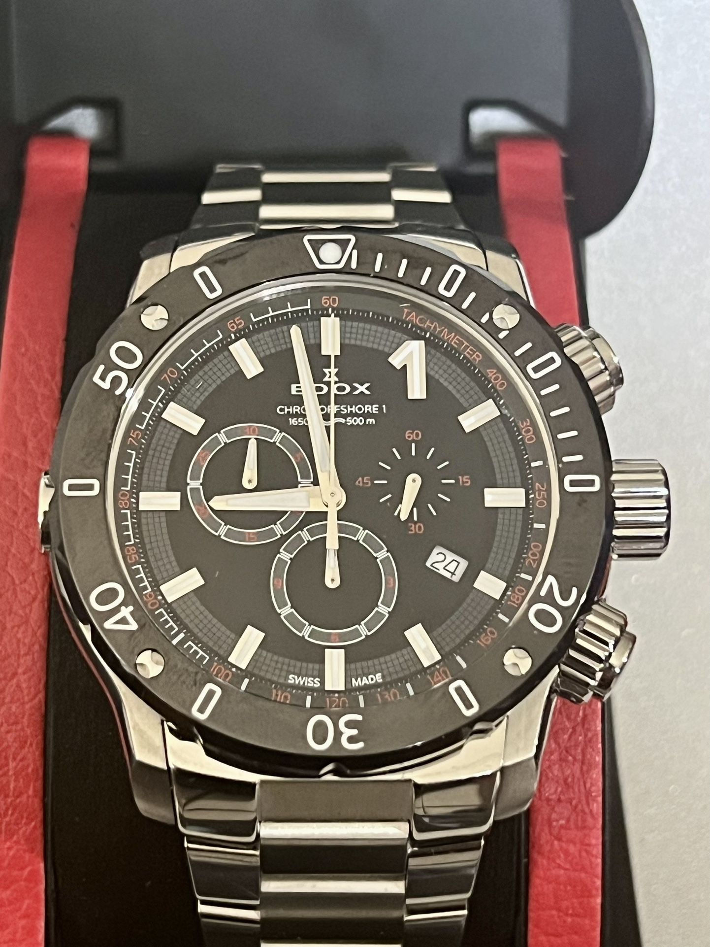 Edox Offshore-1 C-1 Chronograph Date Designer Sport Dive Watch. Reloj