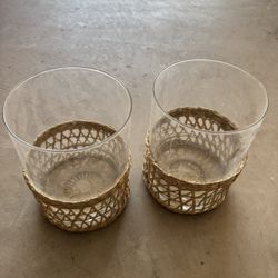 Glass Flower Vases With Woven Wicker