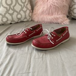 Rockport Boat Shoes-Red-size US 10