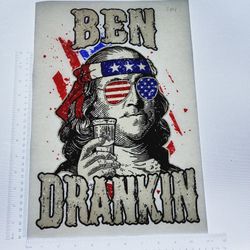 Iron On Heat Transfer  Good For T-shirts Sweaters Jackets T Shirt Design Size Is About 14x10 Ben Drankin #384