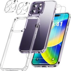 Protective Transparent Crystal Clear Case for iPhone 14 Pro Max 6.7 Inch [5 in 1]
