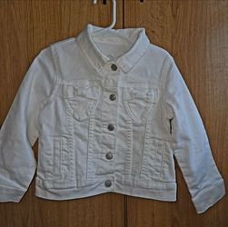 Girls White Denim Jean Jacket with Bows