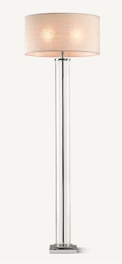 2- RH Crystal Column Floor Lamp with Drum Shade
