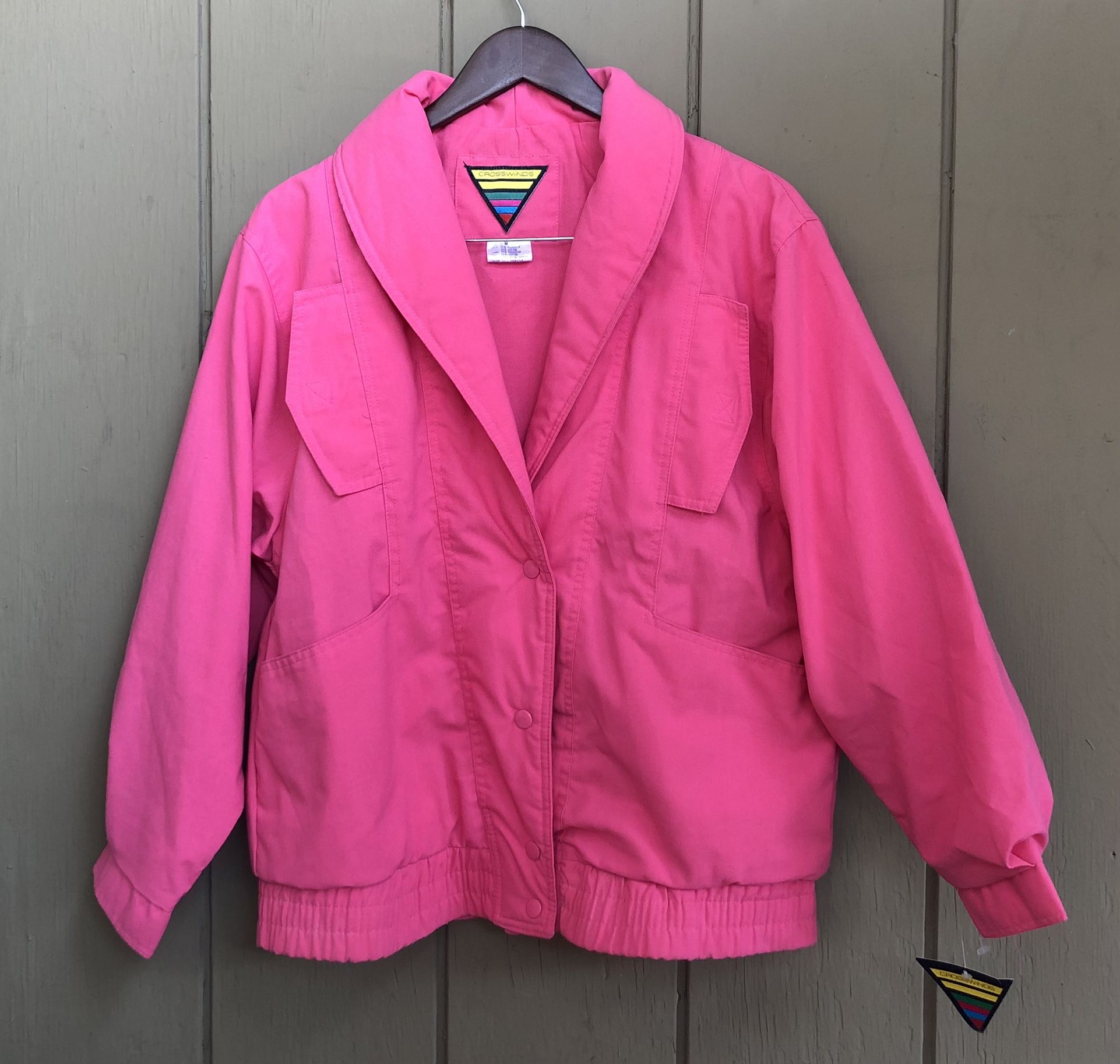 Vintage Crosswinds Pink Jacket | Preppy Bomber Jacket Size Medium NWT