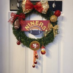 San Francisco 49ERS Wreath With Red & White Multifunction LED lights