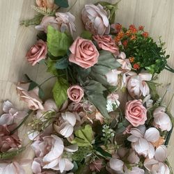 Peach Orange Light Pink Roses Floral Bundle Wedding Quincenera Decorations 20+ Pcs