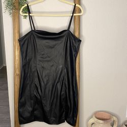 H&M Black Faux Leather Dress