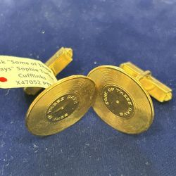 Pair of 14k Gold Diamond And Hand Carved Onyx Cufflinks