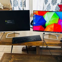HP 2 Monitors With Wireless Keyboard And Mouse